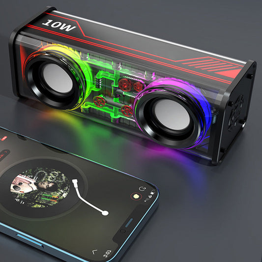 🔥2023 Nuevo Cyberpunk Luces coloridas Altavoz Bluetooth V8 Doble barra Diafragma de bajos Compatible con series