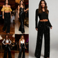 💖OFERTA DEL ÚLTIMO DÍA 50%🥰DE DESCUENTO Pantalones de pierna ancha de lentejuejas con purpurina de mujer y cinturilla elástica