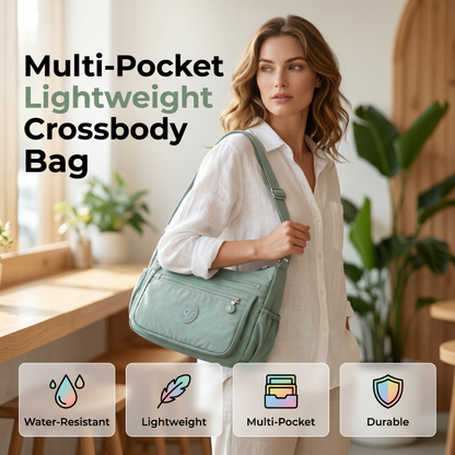 ⌛Oferta por tiempo limitado: Bolso bandolera de nailon ligero con múltiples bolsillos – Ligero, resistente al agua y perfecto para las aventuras del día a día 👜