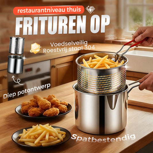 🔥 -50% ! 🍳 Freidora Multifunción de Acero Inoxidable 304 – Certificada Alimentaria – Diseño Antisalpicaduras & Cesta Filtrante para Papas Fritas y Pollo 🥟