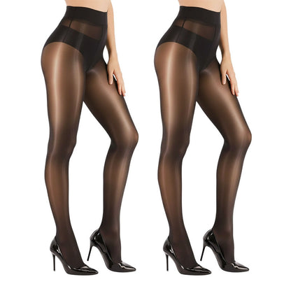 🏆 ¡COMPRA 1 Y LLEVA 1 GRATIS! 🔥 Medias transparentes de cintura alta, brillantes y finas para mujer: finas y cómodas 👑✨