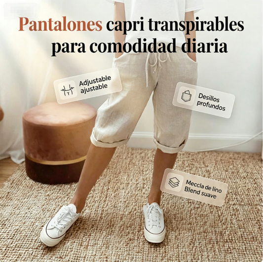 ⏰🔥 ¡Oferta Especial por Tiempo Limitado! 👖 Pantalones Capri de Algodón y Lino – Frescos, Cómodos y Perfectos para el Verano 🌿✨