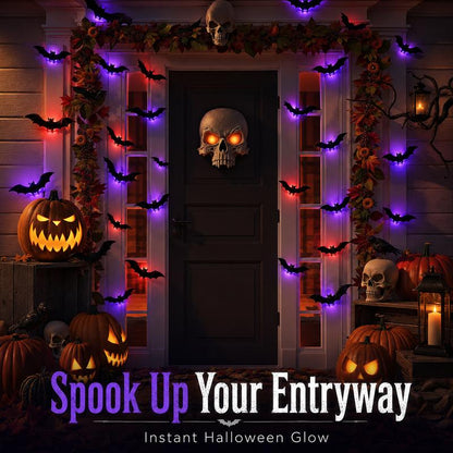🦇¡OFERTA LIMITADA 50% OFF! ⏰Luz LED 3D de Murciélago Espeluznante, Decoración de Pared para Halloween Interior y Exterior👻