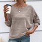 🌹Rebajas de otoño: 50 % de descuento🌹Top liso de cuello redondo a rayas con mangas largas