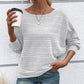 🌹Rebajas de otoño: 50 % de descuento🌹Top liso de cuello redondo a rayas con mangas largas