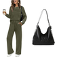 🔥¡ÚLTIMO DÍA CON 60% DE DESCUENTO!💓 Conjunto de Top Cuello Redondo y Pantalón con Cordón para Mujer