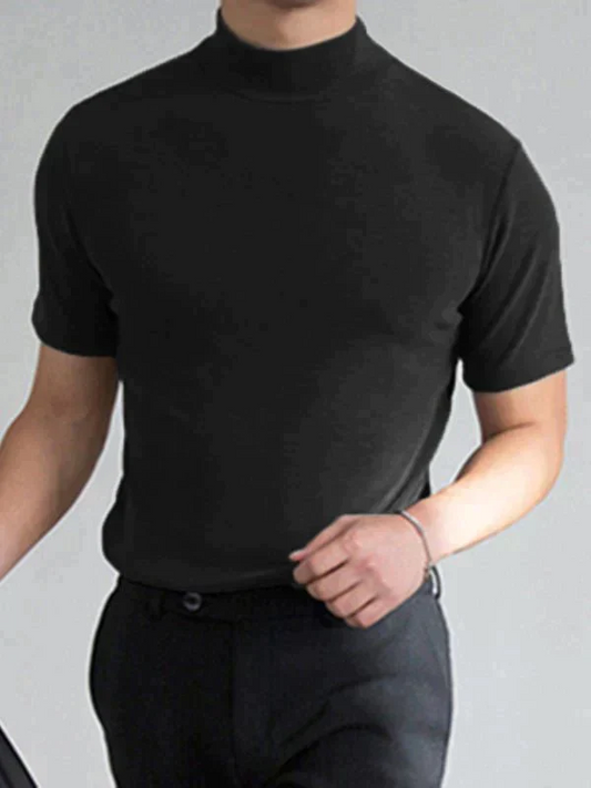 👕 Camiseta Ajustada de Cuello Alto para Hombre – Estilo Moderno y Confortable para Todos los Días ✨🔥
