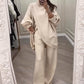 🎁 50% DTO 💝Conjunto de 2 piezas para mujer: jersey asimétrico + pantalones de pierna ancha