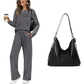 🔥¡ÚLTIMO DÍA CON 60% DE DESCUENTO!💓 Conjunto de Top Cuello Redondo y Pantalón con Cordón para Mujer
