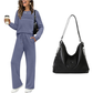 🔥¡ÚLTIMO DÍA CON 60% DE DESCUENTO!💓 Conjunto de Top Cuello Redondo y Pantalón con Cordón para Mujer