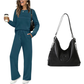 🔥¡ÚLTIMO DÍA CON 60% DE DESCUENTO!💓 Conjunto de Top Cuello Redondo y Pantalón con Cordón para Mujer
