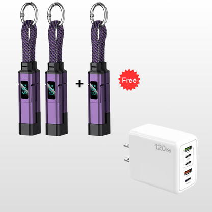 🔥OFERTA ESPECIAL 50% DE DESCUENTO🔥🔌 Cable de carga 4 en 1 con pantalla digital y llavero: carga rápida, resistente a las torceduras y compacto.