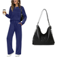 🔥¡ÚLTIMO DÍA CON 60% DE DESCUENTO!💓 Conjunto de Top Cuello Redondo y Pantalón con Cordón para Mujer