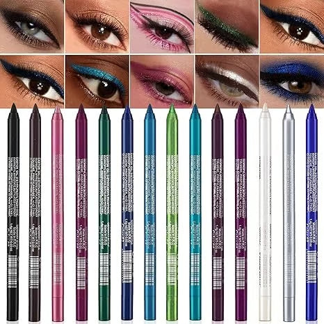 🌈💎 Colección Sparkling Gel Eyeliner – 14 Tonos Resistentes al Agua, Perlados y Metálicos, Intensidad de Una Sola Pasada y Larga Duración Todo el Día ✨💖