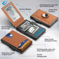 💼🔒 Cartera delgada de aluminio para hombre con bloqueo RFID – Tarjetero desplegable con clip para billetes y doble ventana para identificación
