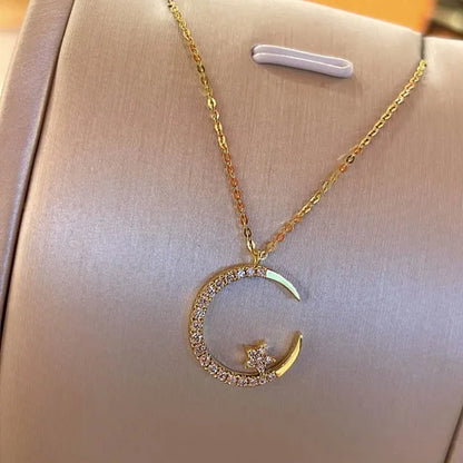 💕 50% DE DESCUENTO 💕 Noche Brillante: Collar Luna y Estrella 🌙