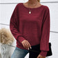 🌹Rebajas de otoño: 50 % de descuento🌹Top liso de cuello redondo a rayas con mangas largas