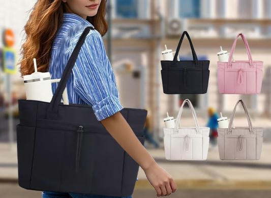 💕Hot Sale 50% OFF🎁Bolso de mano Wandering Nature con portavasos, compartimento para portátil y funda para carrito, ideal para viajes, trabajo, enfermería y mujeres.
