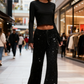 💖OFERTA DEL ÚLTIMO DÍA 50%🥰DE DESCUENTO Pantalones de pierna ancha de lentejuejas con purpurina de mujer y cinturilla elástica