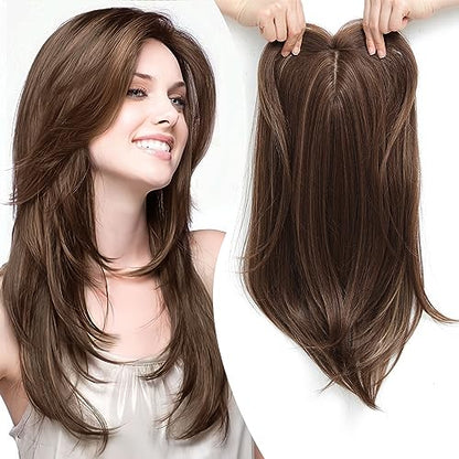 Topper de Cabello en Capas con Flequillo para Mujer con Pérdida de Volumen
