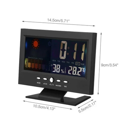 🔥Monitor digital LED de temperatura y humedad. Reloj despertador de mesa LED con previsión meteorológica.