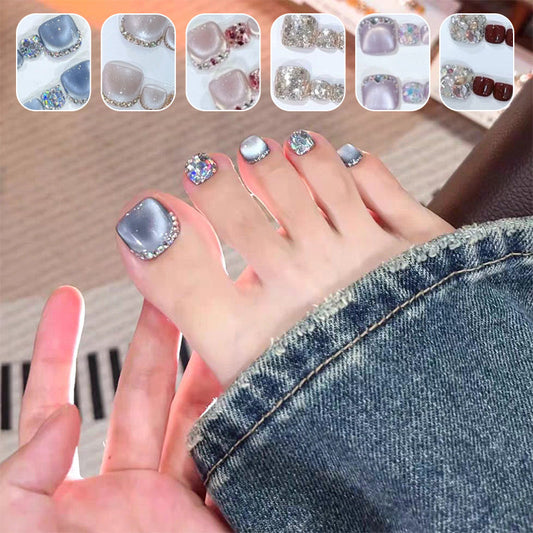 14 Piezas de uñas postizas cuadradas de los pies