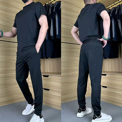 🔥Traje deportivo informal elástico de seda helada para hombre✨