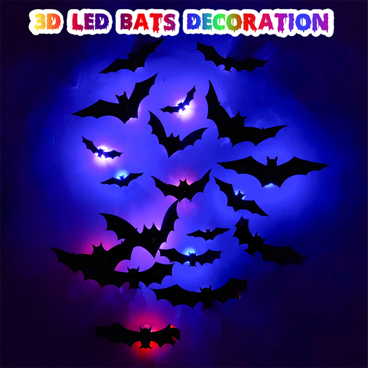🦇¡OFERTA LIMITADA 50% OFF! ⏰Luz LED 3D de Murciélago Espeluznante, Decoración de Pared para Halloween Interior y Exterior👻