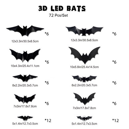🦇¡OFERTA LIMITADA 50% OFF! ⏰Luz LED 3D de Murciélago Espeluznante, Decoración de Pared para Halloween Interior y Exterior👻