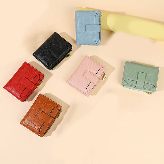 👛 ¡50 % DE DESCUENTO AHORA! 💖 Cartera compacta de color liso para mujer: diseño fino con múltiples ranuras para tarjetas, protección RFID y bolsillo para monedas 🌸📦