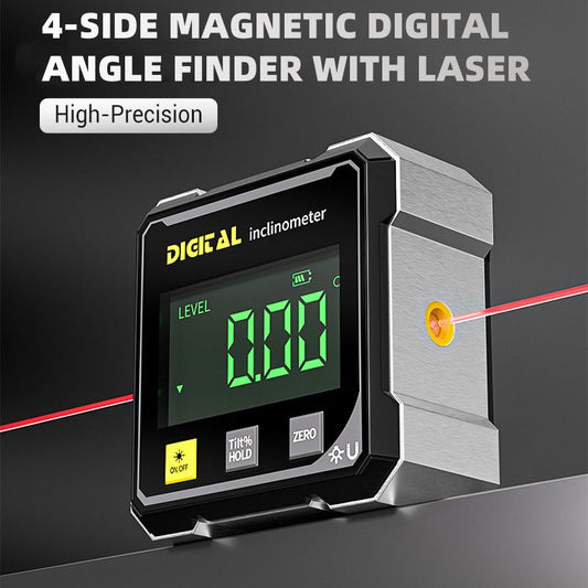 🔥 Black Friday: ¡50% de descuento! Inclinómetro digital magnético de 4 lados con láser: precisión de ±0,2°, modo dual y montaje de 360° para profesionales 📐⚡