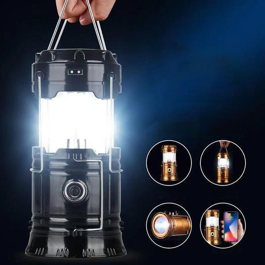 Luz retráctil para acampada con energía solar