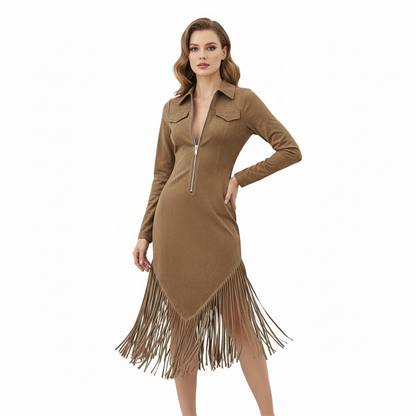 🤎 OFERTA IMPERDIBLE · -50% | Vestido Midi Western con Flecos