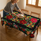 Mantel floral mexicano con borde esconjado