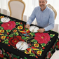 Mantel floral mexicano con borde esconjado