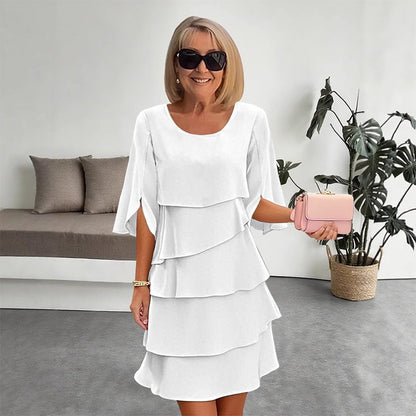 ✨ Elegante Vestido Laminado con Mangas de Volantes para Mujer – Estilo Sofisticado y Confortable para Cualquier Ocasión 💃🌟