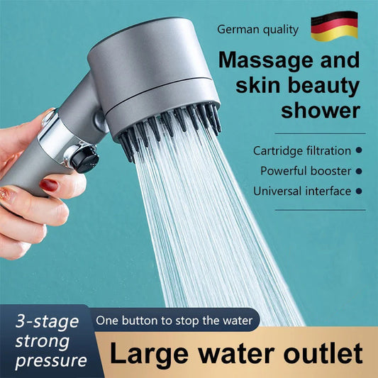 🔥【1º en Productos para el baño】🚿 Cabezal de Ducha Multifuncional Alemán - Masaje de Lluvia y Ahorro de Agua, Instalación Instantánea sin Herramientas 💦📦