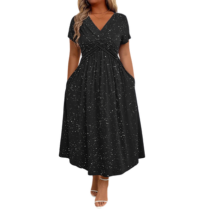 💗 Vestido elegante para mujer con cuello en V y detalle frontal cruzado 💗 ✨ Deja que tu encanto brille con intensidad