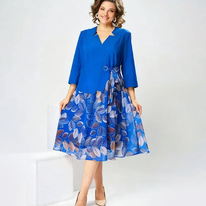 Elegante vestido efecto dos piezas con estampado de hojas ✨ Elegancia sin esfuerzo, en cualquier momento y lugar ✨