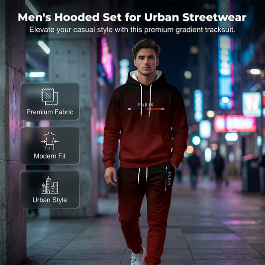 ⏰¡OFERTA 50% OFF! 🔥Conjunto de chándal degradado para hombre – Sudadera con capucha y pantalón deportivo