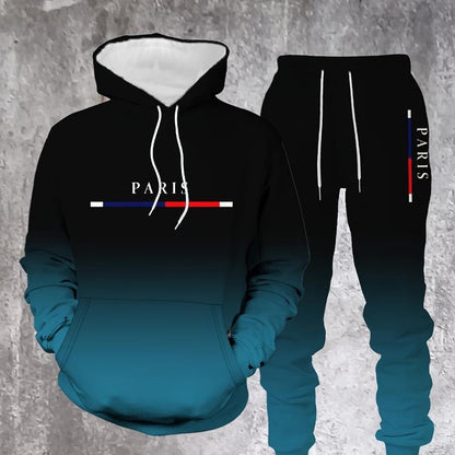 ⏰¡OFERTA 50% OFF! 🔥Conjunto de chándal degradado para hombre – Sudadera con capucha y pantalón deportivo