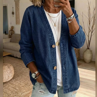 🧥¡Nueva llegada 40% de descuento! 🍊Chaqueta vaquera clásica de botón para mujer