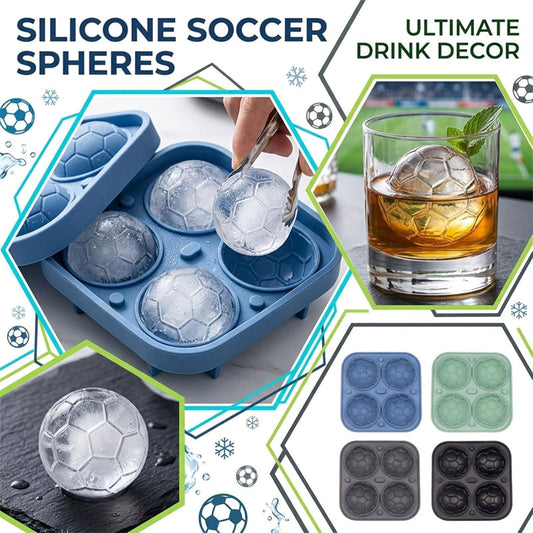 ⏰🔥 ¡50% DE DESCUENTO POR TIEMPO LIMITADO! ⚽ Bandeja de Hielo de Silicona – Forma de Balón de Fútbol, Divertida y Fácil de Usar para Bebidas 🍹✨