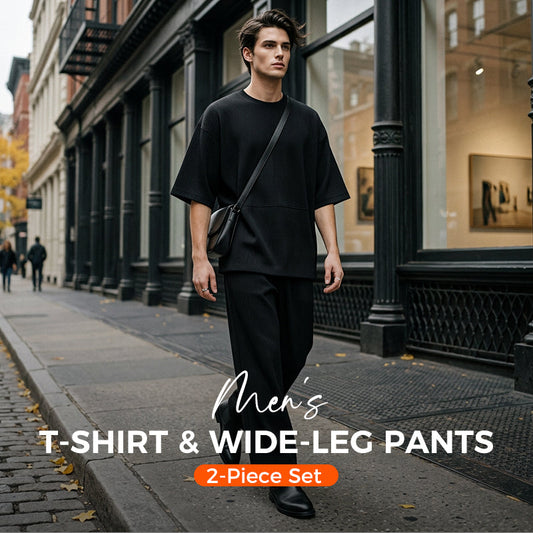⏰🔥 ¡50% DE DESCUENTO AHORA! 👕👖 Conjunto Casual para Hombre – Camiseta y Pantalón Ancho, Cómodo y Trendy ✨💪