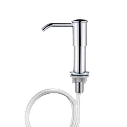 ❄️¡Oferta de verano: 50 % de descuento!🧽Dispensador de jabón empotrable para fregadero de cocina – Bomba de detergente giratoria 360° con rejilla para esponjas y manguera de 100 cm