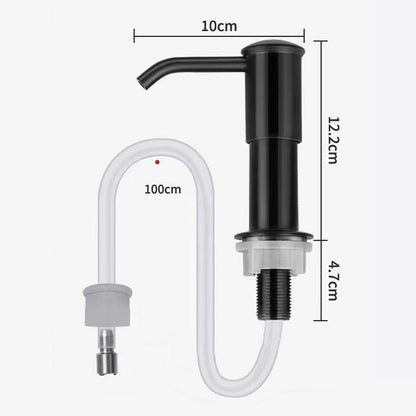 ❄️¡Oferta de verano: 50 % de descuento!🧽Dispensador de jabón empotrable para fregadero de cocina – Bomba de detergente giratoria 360° con rejilla para esponjas y manguera de 100 cm