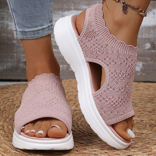 👡 Sandalias de plataforma de punto transpirables para mujer: ligeras y cómodas.