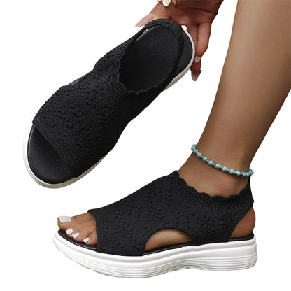 👡 Sandalias de plataforma de punto transpirables para mujer: ligeras y cómodas.