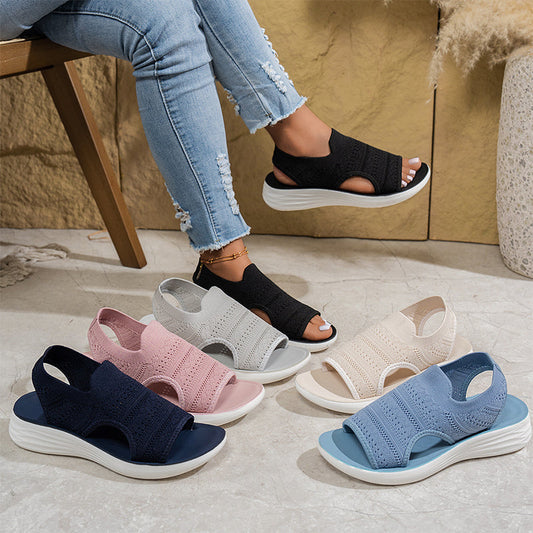 👟 Sandalias de plataforma transpirables de punto para mujer: cómodas y a la moda
