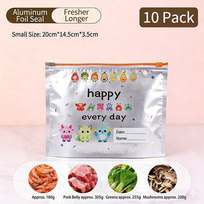 Bolsas de almacenamiento reutilizables de papel de aluminio con cierre hermético (10 piezas)